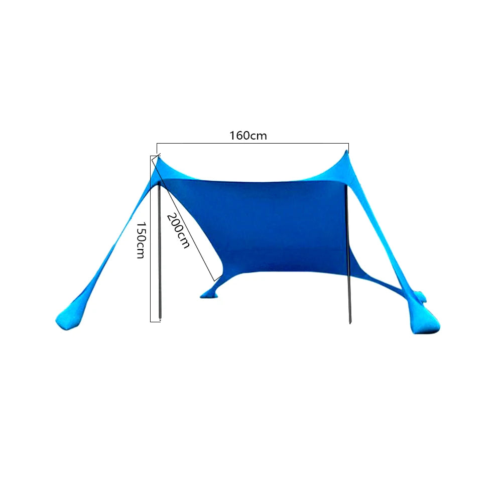 Outdoor Beach Tent Sun Shelter Camping Shades Tents Windproof One-Piece Beach Canopy Tents UPF50+ Portable Family Tent