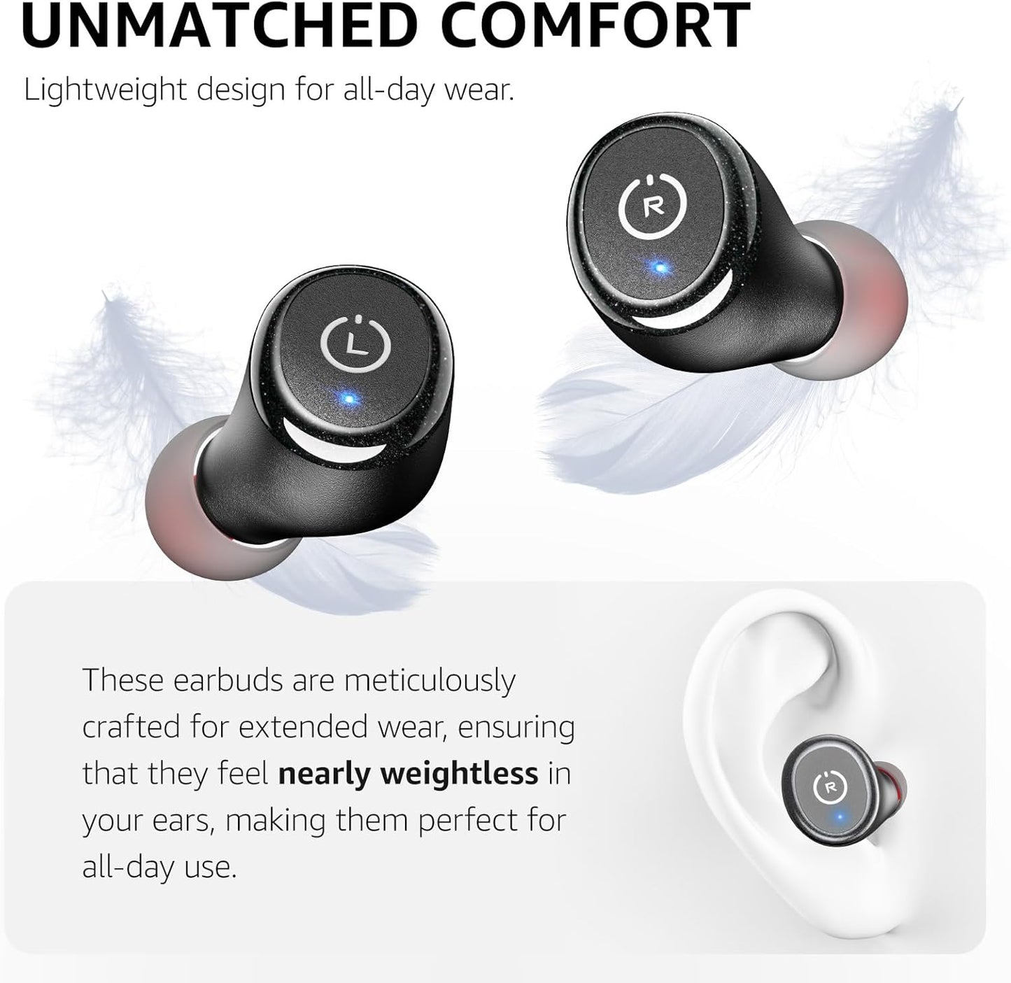 T10 Wireless Earbuds Bluetooth 5.3 Headphones, App Customize EQ, Ergonomic Design, 55H Playtime, Wireless Charging Case, IPX8 Waterproof Sound In-Ear Headset, 2025 New Version