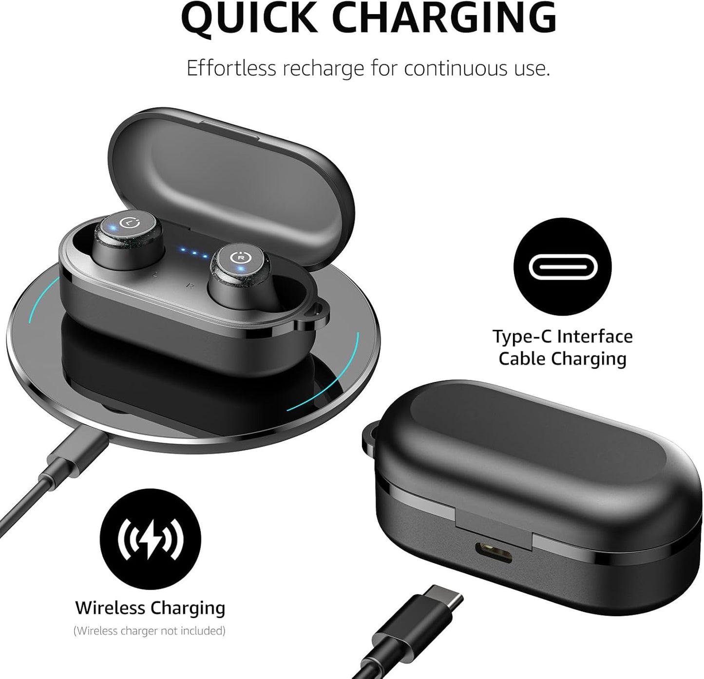 T10 Wireless Earbuds Bluetooth 5.3 Headphones, App Customize EQ, Ergonomic Design, 55H Playtime, Wireless Charging Case, IPX8 Waterproof Sound In-Ear Headset, 2025 New Version