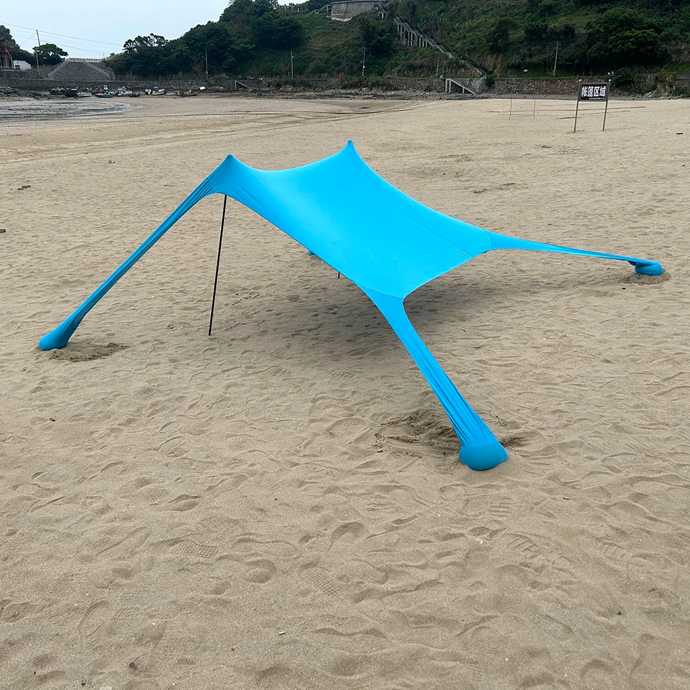 Outdoor Beach Tent Sun Shelter Camping Shades Tents Windproof One-Piece Beach Canopy Tents UPF50+ Portable Family Tent