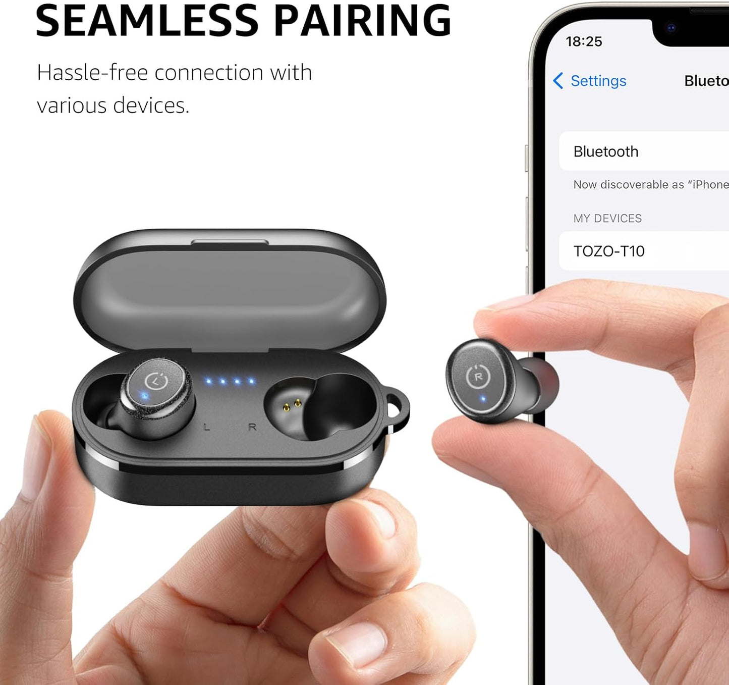 T10 Wireless Earbuds Bluetooth 5.3 Headphones, App Customize EQ, Ergonomic Design, 55H Playtime, Wireless Charging Case, IPX8 Waterproof Sound In-Ear Headset, 2025 New Version