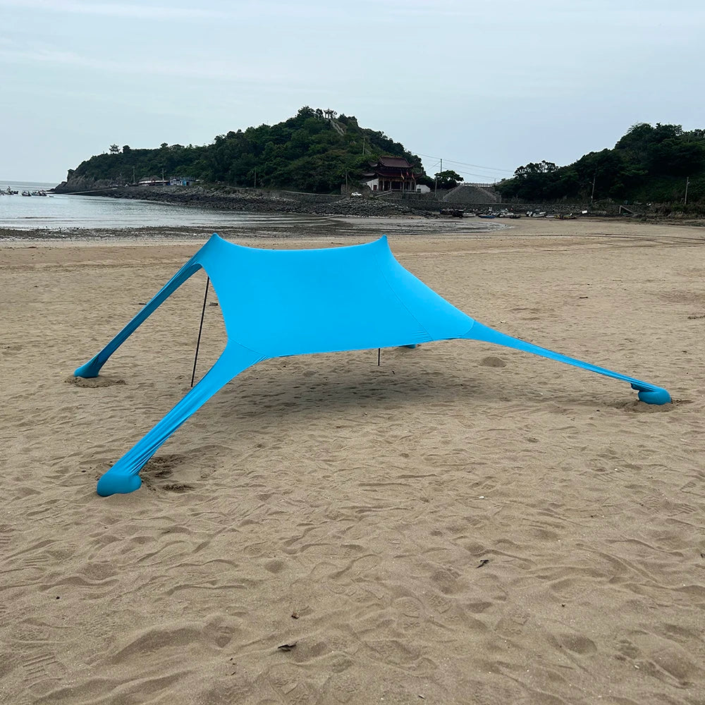 Outdoor Beach Tent Sun Shelter Camping Shades Tents Windproof One-Piece Beach Canopy Tents UPF50+ Portable Family Tent