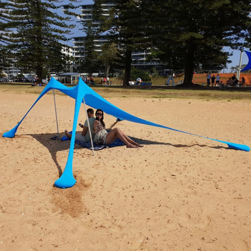 Outdoor Beach Tent Sun Shelter Camping Shades Tents Windproof One-Piece Beach Canopy Tents UPF50+ Portable Family Tent