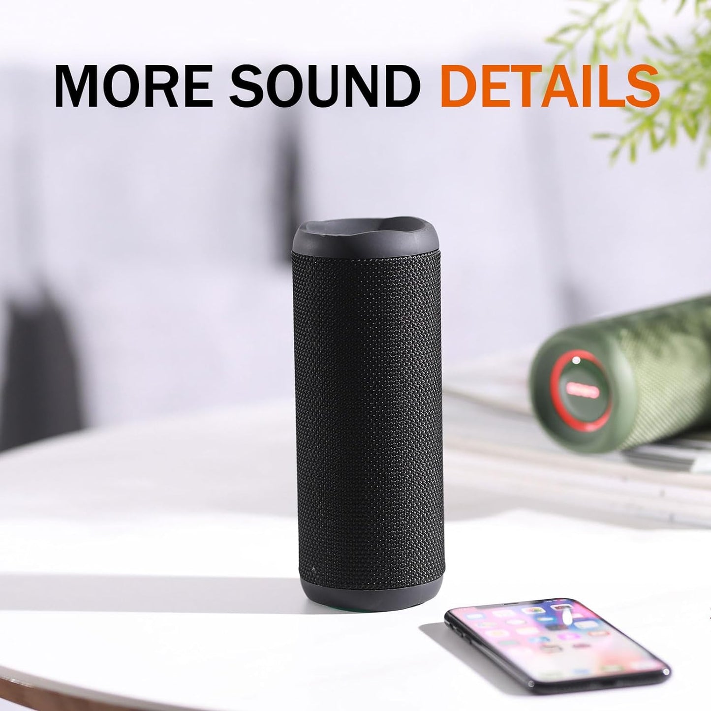 Wireless Portable Speaker,Ipx7 Waterproof Bluetooth Speaker, 25W Loud Stereo Sound, Bassboom Technology, TWS Pairing, Built-In Mic, 16H Playtime with Lights for Home Outdoor - Black