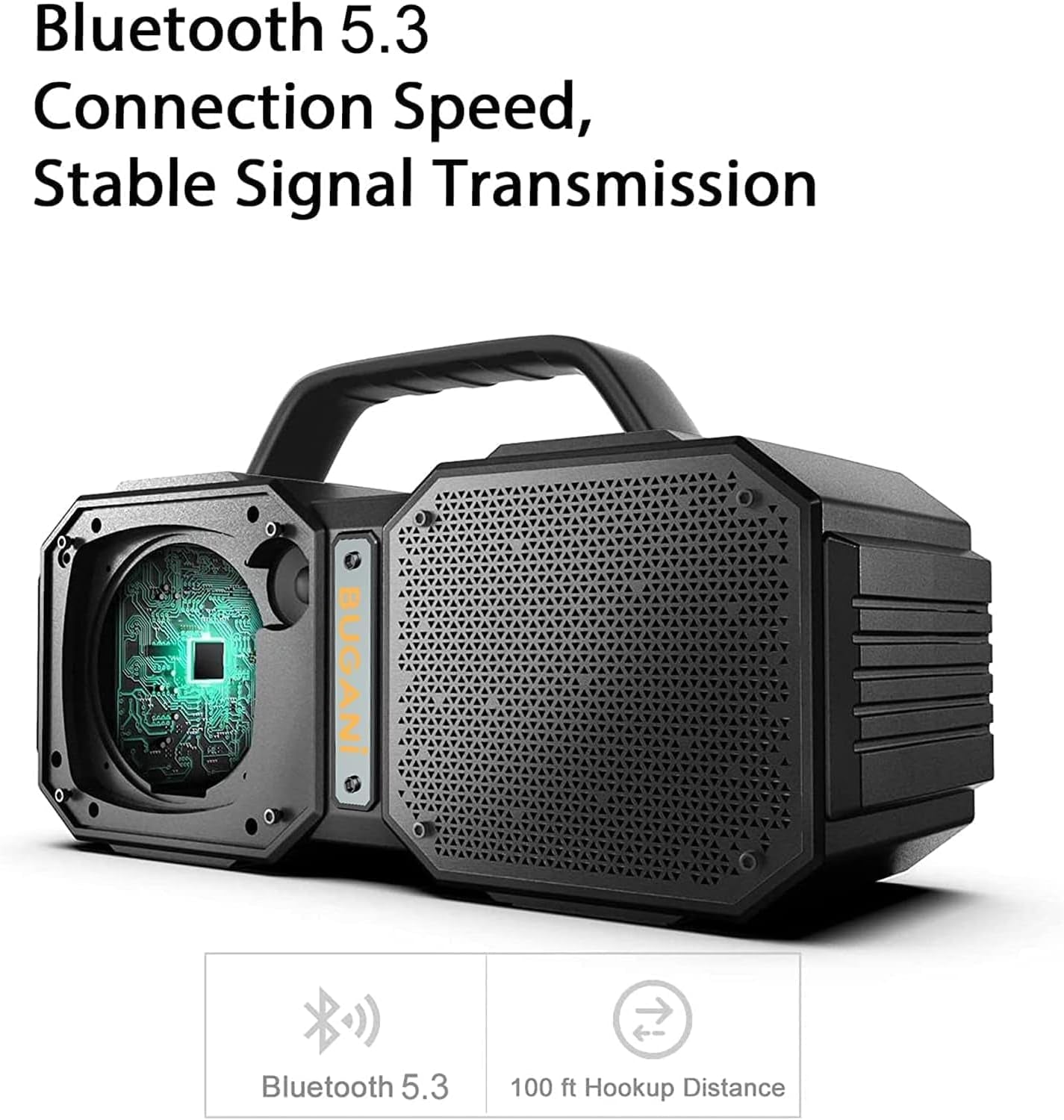 Shock Bluetooth Speaker, Portable Bluetooth 5.3, Waterproof, 60W Super Power, Outdoor Speaker, Black(New Model)