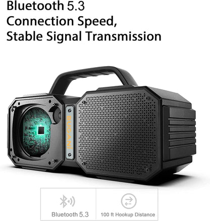 Shock Bluetooth Speaker, Portable Bluetooth 5.3, Waterproof, 60W Super Power, Outdoor Speaker, Black(New Model)