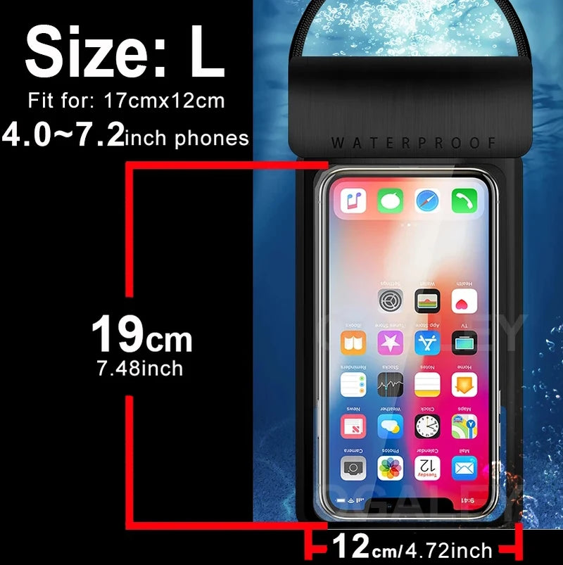 IPX8 Universal Waterproof Bag Cell Phone Pouch Case Water Proof Underwater Dry Bag for Apple Iphone Huawei Xiaomi Samsung Cover