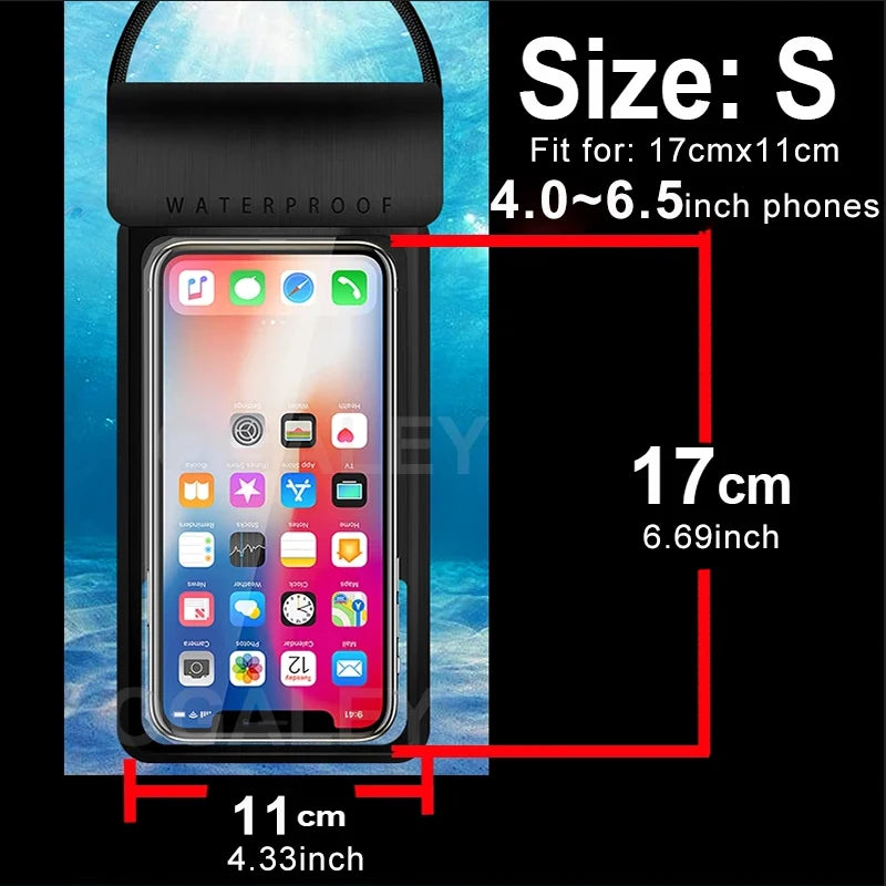 IPX8 Universal Waterproof Bag Cell Phone Pouch Case Water Proof Underwater Dry Bag for Apple Iphone Huawei Xiaomi Samsung Cover