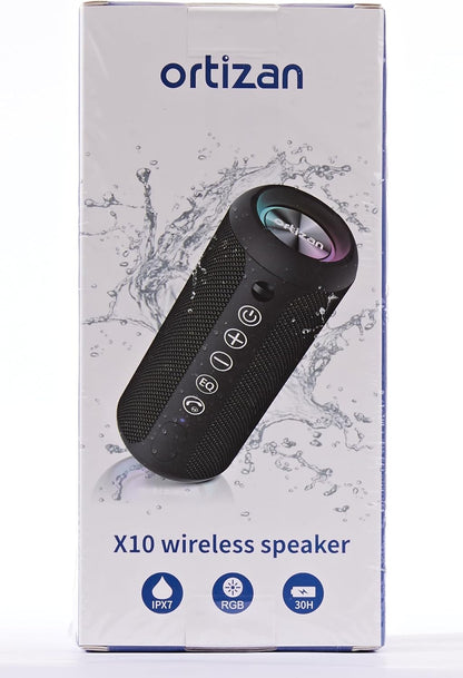 Portable Bluetooth Speaker: IPX7 Waterproof, 24W Loud Sound, Deep Bass, Bluetooth 5.3, LED Lights, Wireless Stereo Pairing, 30H Playtime, for Home/Outdoor/Party/Beach, Birthday Gift (Black)