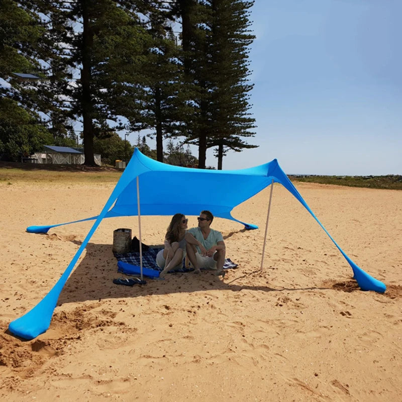 Outdoor Beach Tent Sun Shelter Camping Shades Tents Windproof One-Piece Beach Canopy Tents UPF50+ Portable Family Tent