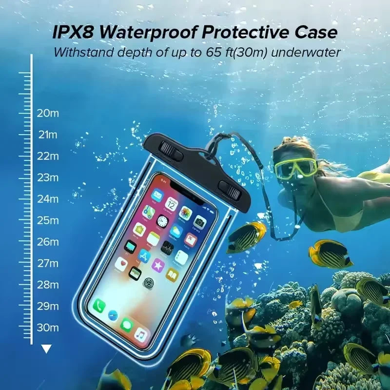 Waterproof Phone Case, Swimming Waterproof Bag, Universal Underwater Protective Bag Cover, Suitable for Iphone Samsung Phones Un