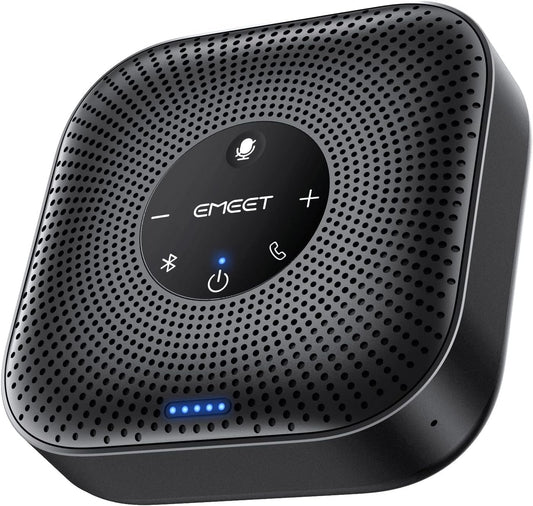 Conference Speakerphone M0 Plus, 4 AI Mics 360° Voice Pickup, Noise Reduction, USB C Speaker, Bluetooth Conference Speaker for 8 People W/Daisy Chain for 16 Compatible with Leading Software