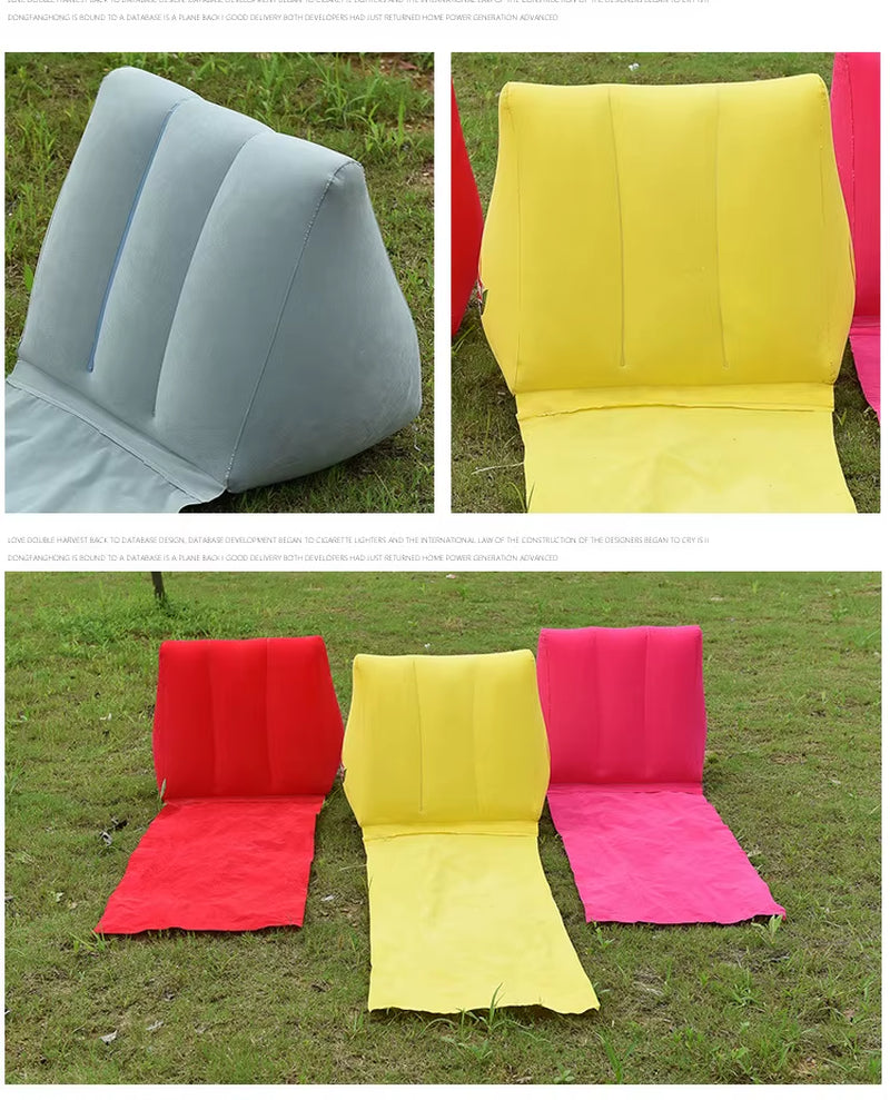 Inflatable Lounger Air Soft Beach Mat Outdoor Portable Relax Back Pillow Folding Seat Cushion Beach Traveling Camping Mat