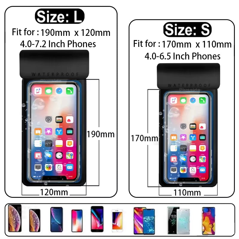 IPX8 Universal Waterproof Bag Cell Phone Pouch Case Water Proof Underwater Dry Bag for Apple Iphone Huawei Xiaomi Samsung Cover