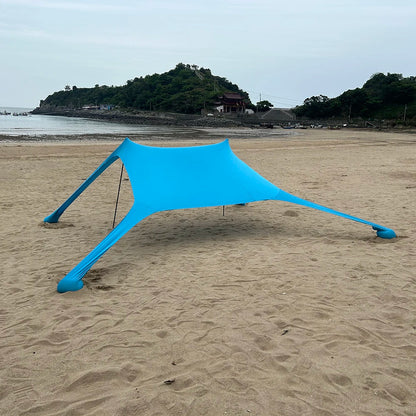 Outdoor Beach Tent Sun Shelter Camping Shades Tents Windproof One-Piece Beach Canopy Tents UPF50+ Portable Family Tent