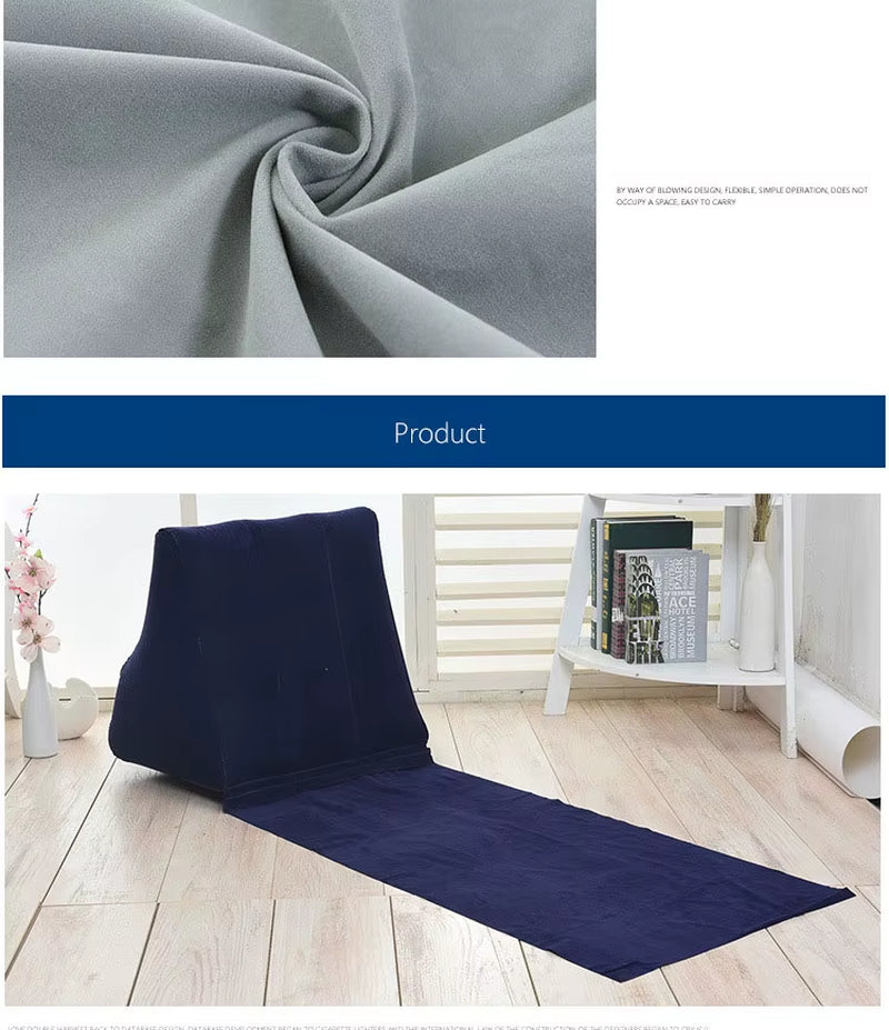 Inflatable Lounger Air Soft Beach Mat Outdoor Portable Relax Back Pillow Folding Seat Cushion Beach Traveling Camping Mat