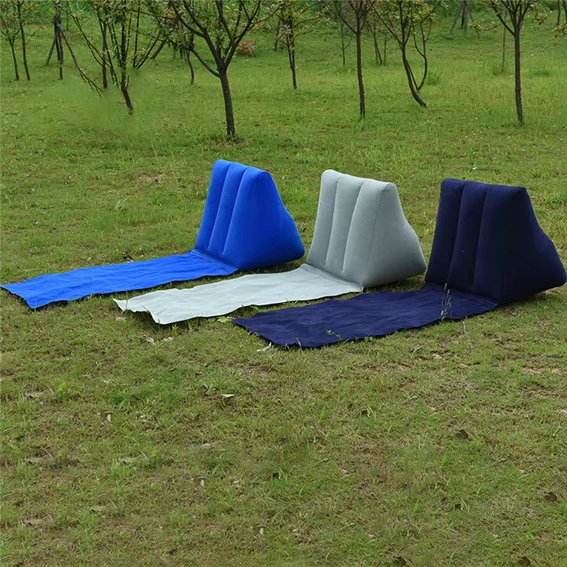 Inflatable Lounger Air Soft Beach Mat Outdoor Portable Relax Back Pillow Folding Seat Cushion Beach Traveling Camping Mat