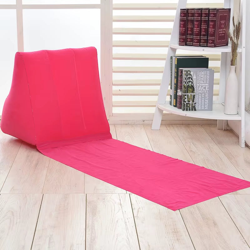Inflatable Lounger Air Soft Beach Mat Outdoor Portable Relax Back Pillow Folding Seat Cushion Beach Traveling Camping Mat